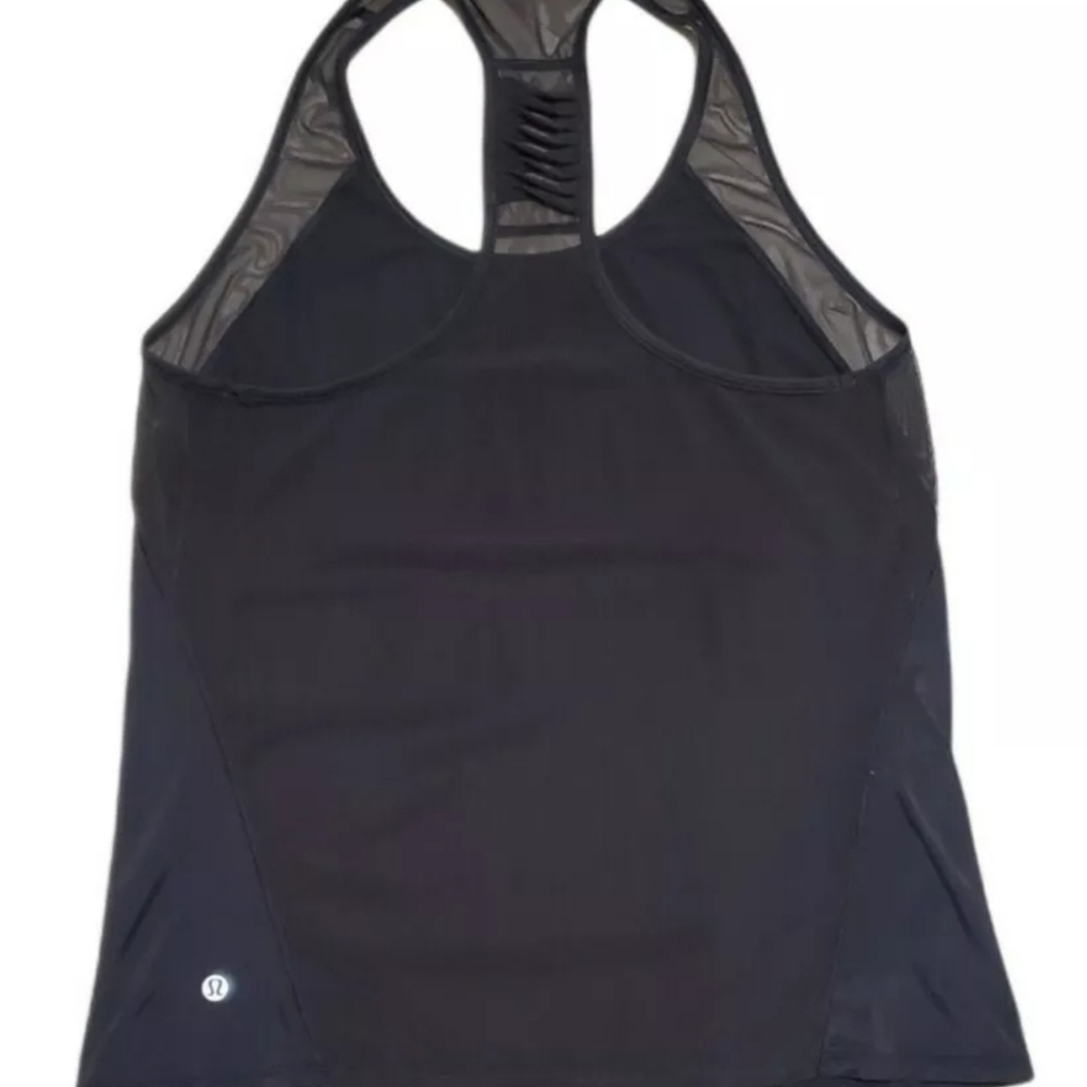 Lululemon Athletica Cool Racerback Short Tank Top Mesh paneling Black Size S/M